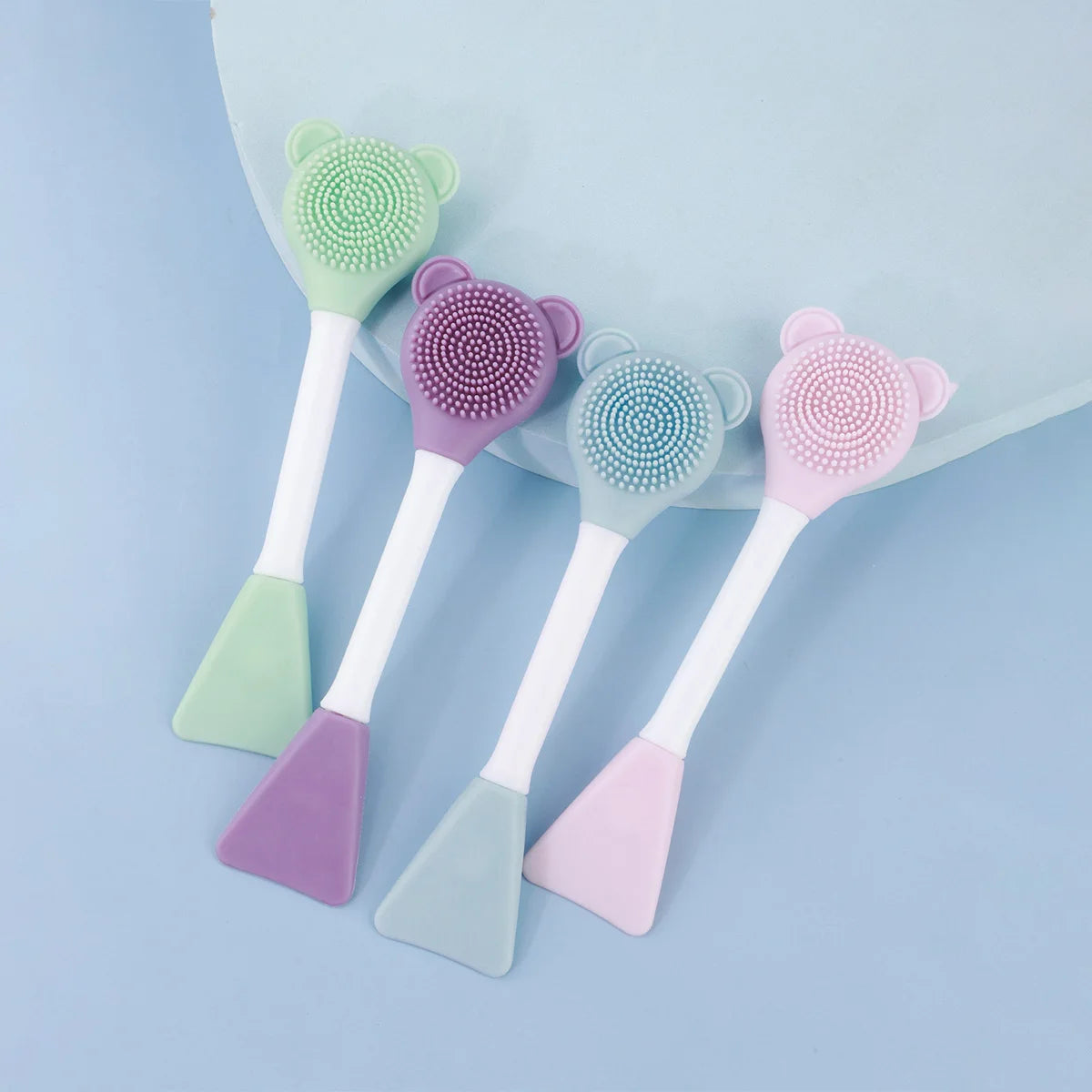 Brosse visage en silicone double tête (forme ourson)