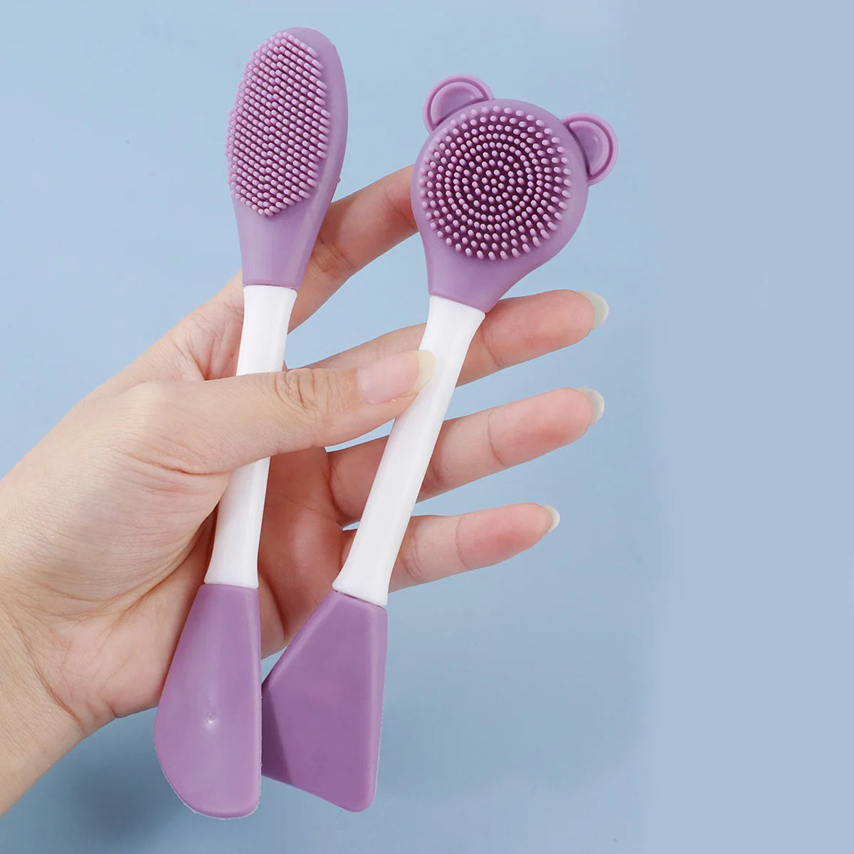 Brosse visage en silicone double tête (forme ourson)