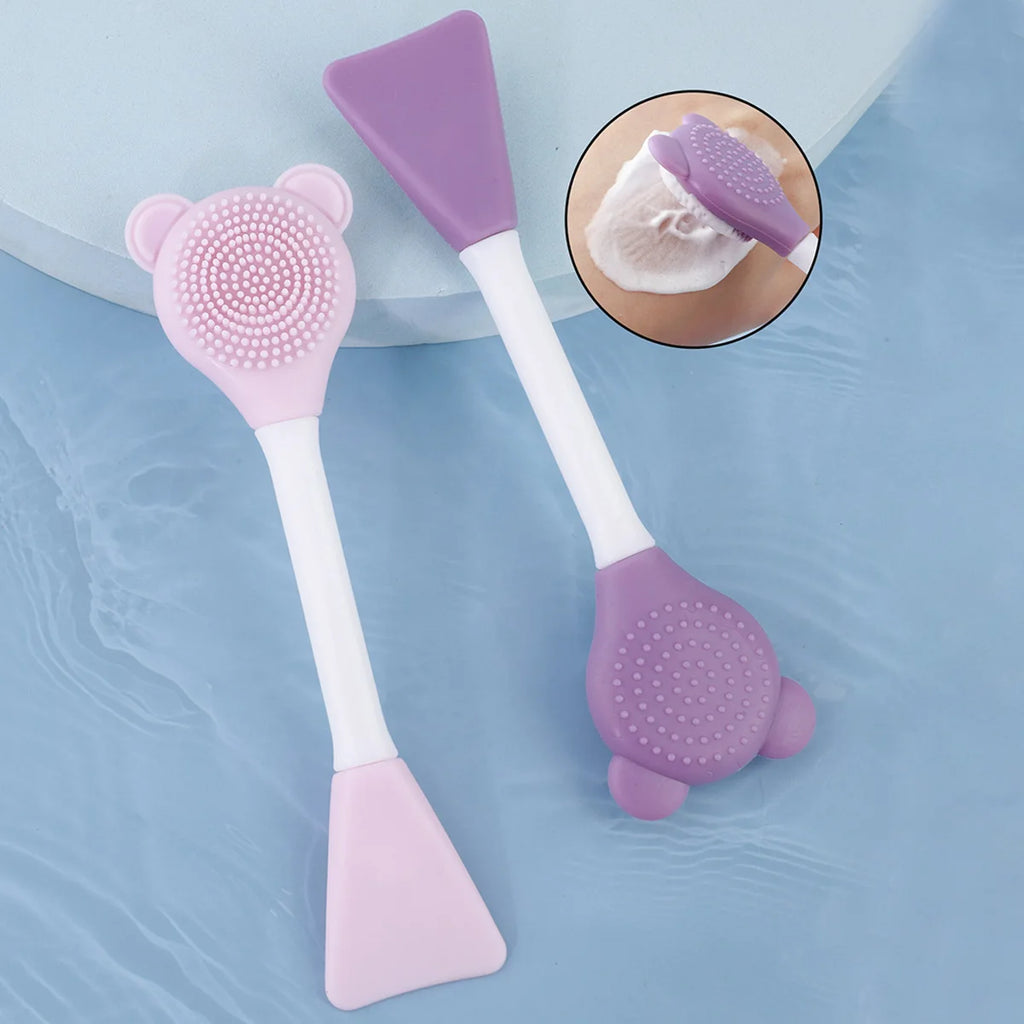 Brosse visage en silicone double tête (forme ourson)