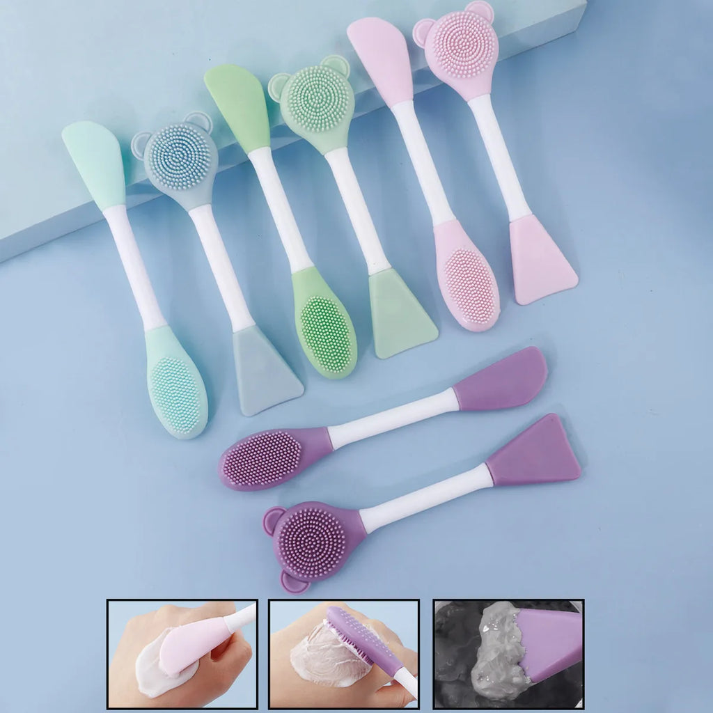 Brosse visage en silicone double tête (forme ourson)